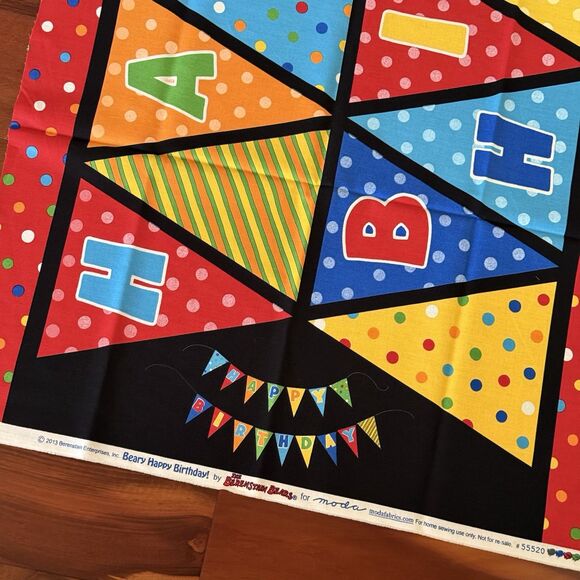 Moda Fabric Beary Happy Birthday Banner by Berenstain Bears Fabric Panel 55520 - Picture 7 of 7